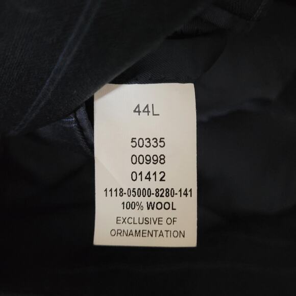 Jos A Bank Blazer Jacket 44L Black Blue Stripes Pinstripes Wool Work Office Suit - Picture 8 of 8